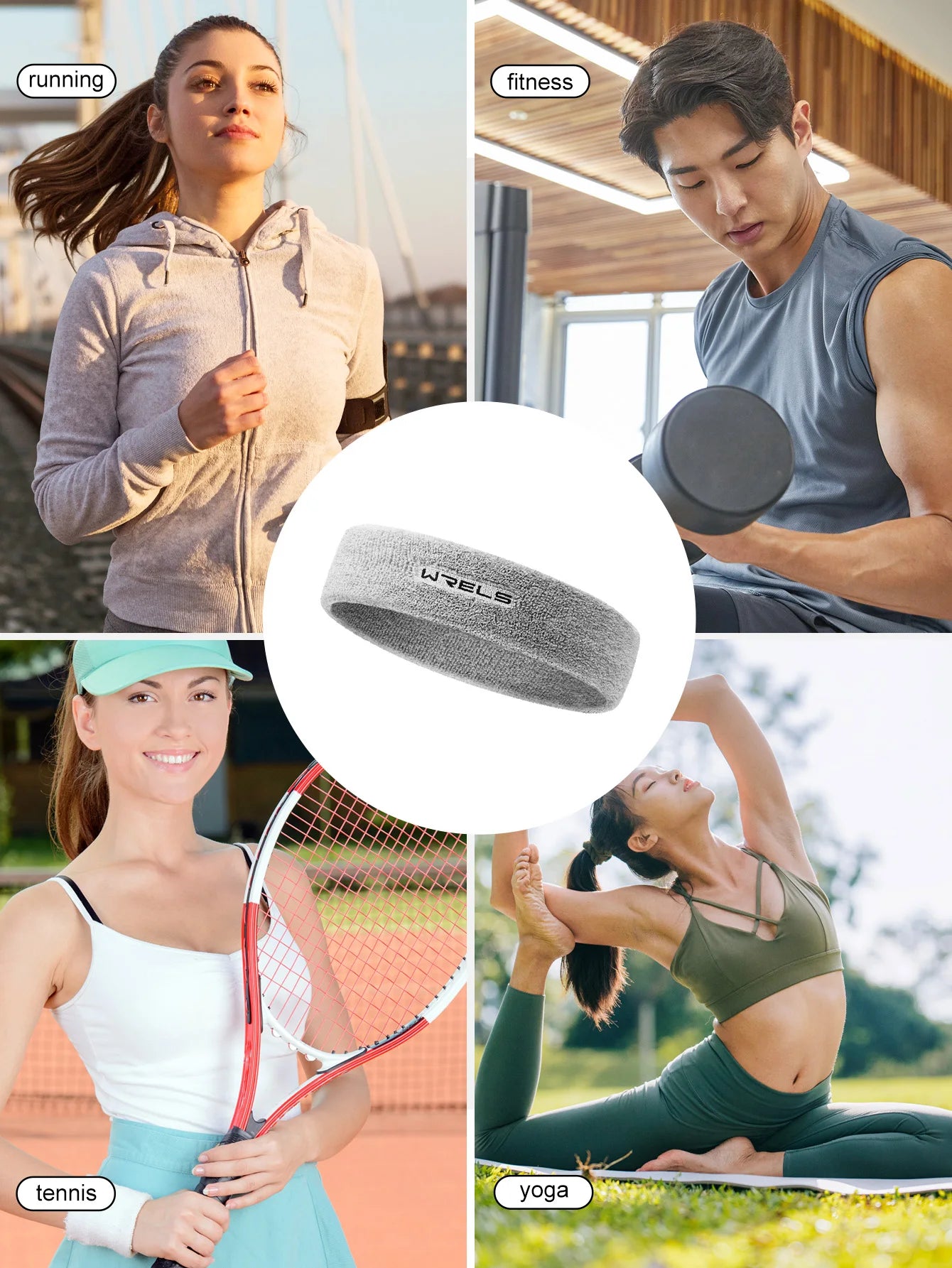 WRELS Sweatbands Sports Moisture Wicking Athletic