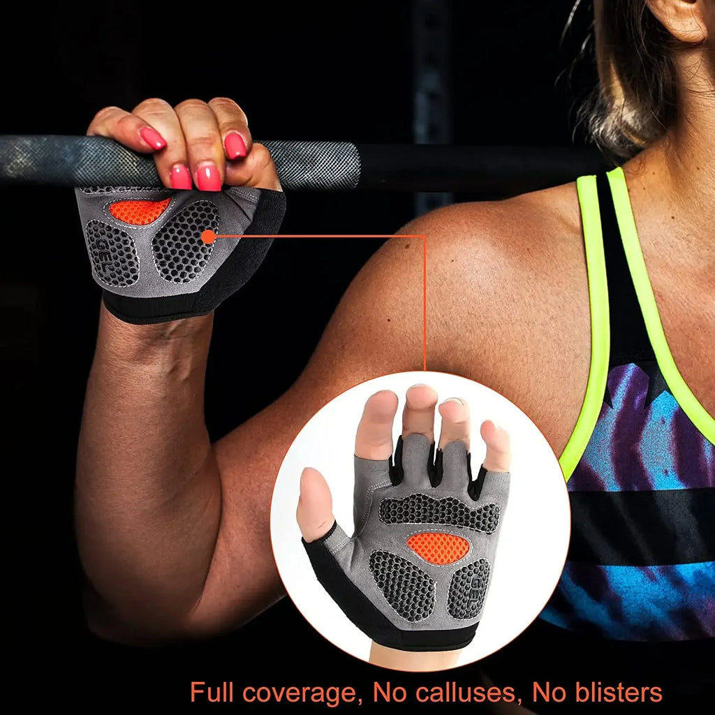 Fingerless Gym Gloves Women Men Weightlifting