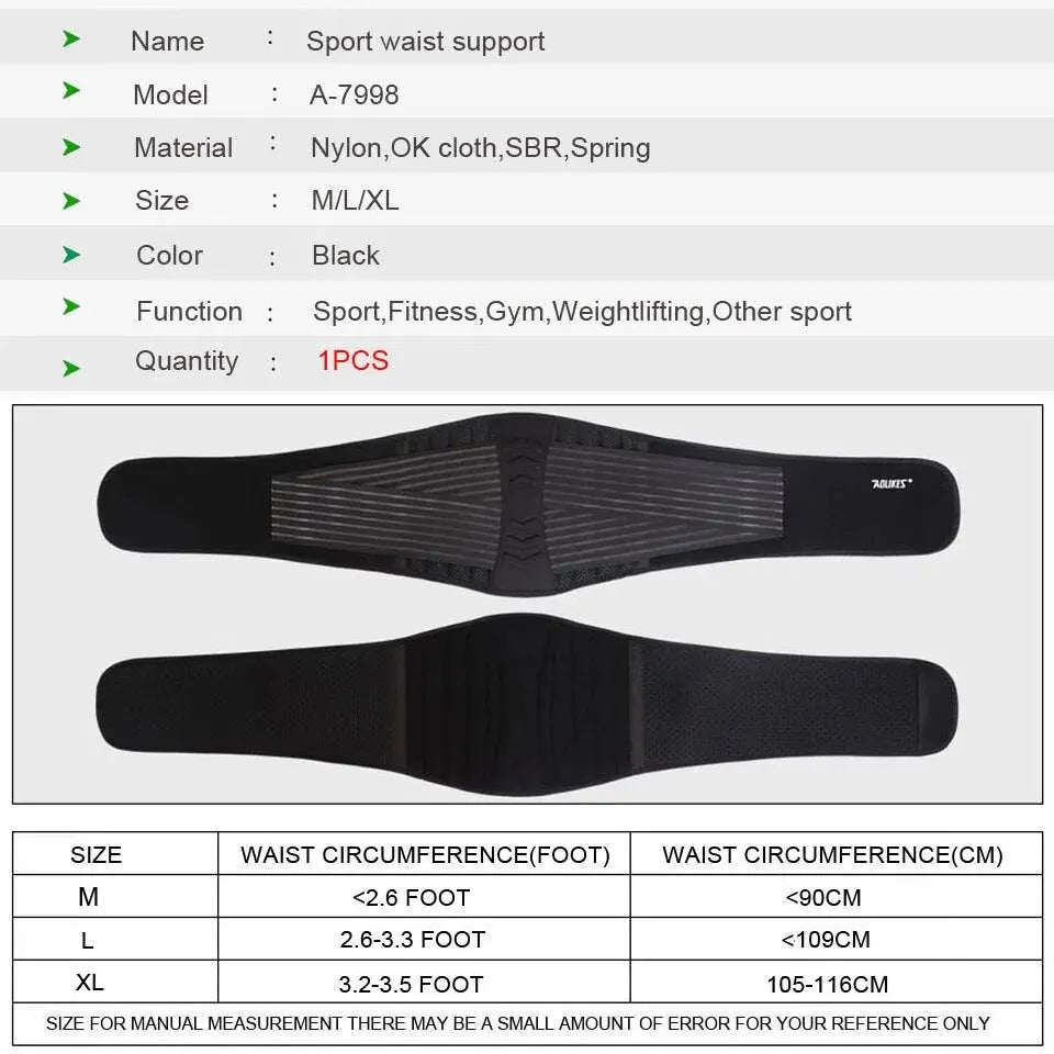 AOLIKES Adjustable Back Lumbar Support Belt
