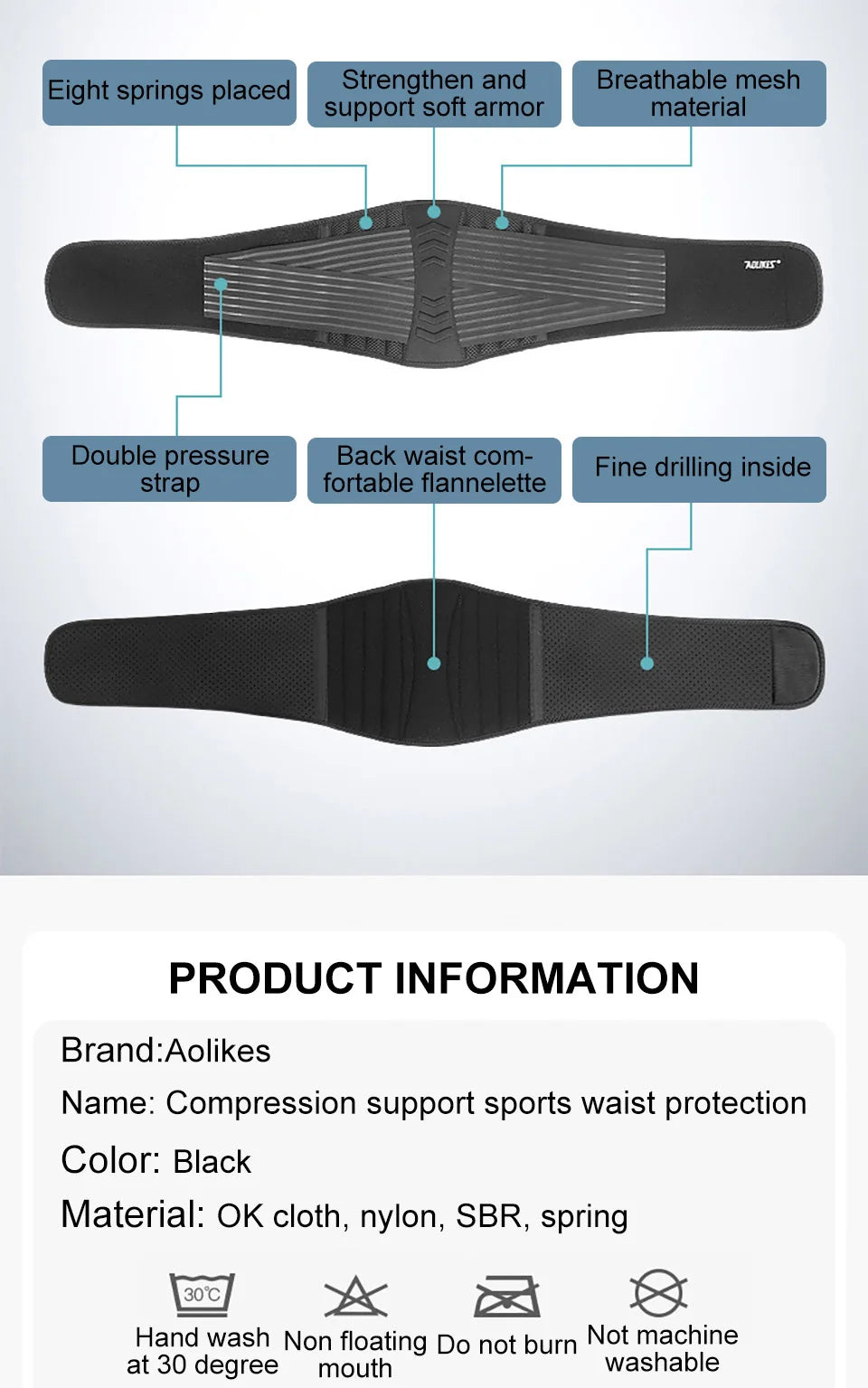 AOLIKES Adjustable Back Lumbar Support Belt